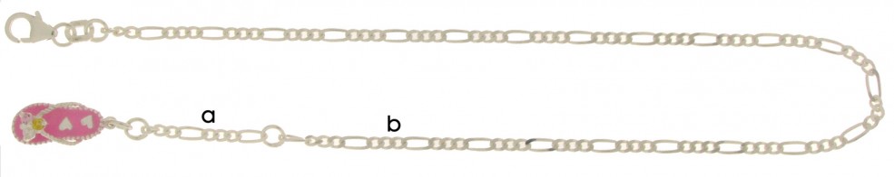 Fusskette Figaro diamantiert 2.2mm
