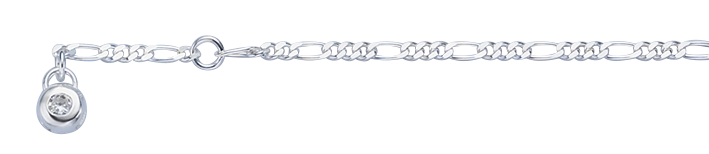 Fusskette Figaro diamantiert 2.2mm