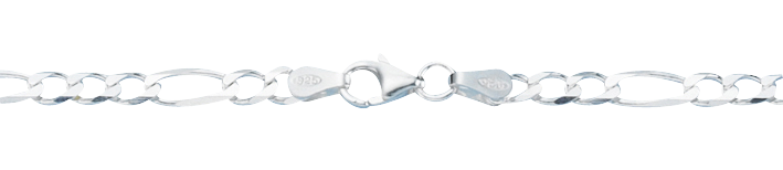Bracelet Figaro diamond cut chain width 3.9mm